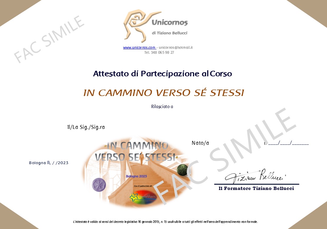 FAC SIMILE Attestato in Cammino 2023